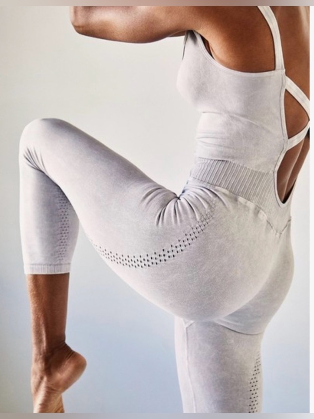 FP Movement by Free People Light Gray Seamless Leggings & Jumpsuit Set